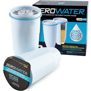 ZeroWater Official Replacement Filter  5Stage 0 TDS Filter Replacement  System IAPMO Certified to Reduce Lead, Chromium, and PFOA/PFOS, 2Pack