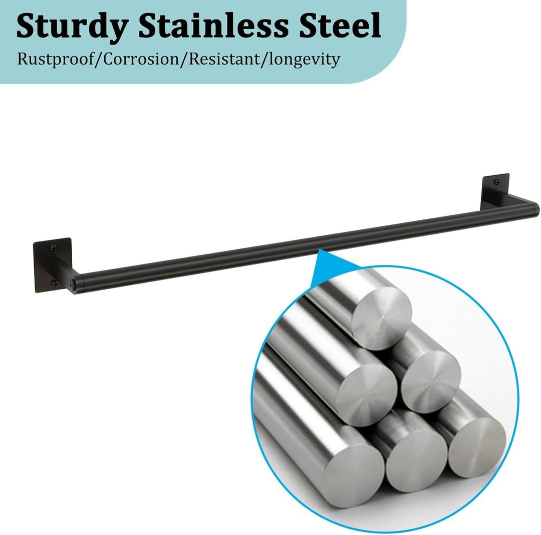 24 Inch Bathroom Towel Bar, Matte Black Towel Racks for Bathroom, JIAPAIDUO Bathroom Towel Rack Wall Mounted, Bath Hand Towel Holder Organizer, Modern Home Decor Towel Rod