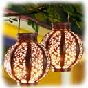 MAGGIFT 2 Pack Hanging Solar Lanterns Outdoor - Vintage Solar Powered Lantern for Outside - Waterproof Solar Lights for Yard Decor 6 Lumens, Copper