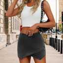 Women's Jean Skorts High Waist Wrap Asymmetrical Hem Mini Skort Stretchy Trendy Casual Denim Skirt Shorts (Black)