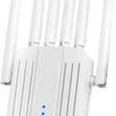 WiFi Extender Signal Booster with 6 Antennas, WiFi Extender with Ethernet Port, WiFi Booster Up to 10000 Sq.ft, WiFi Repeater, More Devices, Internet Extender WiFi Booster for Home, White