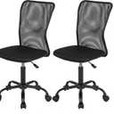 FDW Home Office Chair Mid Back Mesh Desk Chair Armless Computer Ergonomic Task Rolling Swivel Chair Back Support Adjustable Modern with Lumbar Support (Pack of 2, Black)