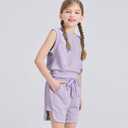 Girls 2 Piece Outfits 2025 Trendy Clothes Summer Cute Sleeveless Tops Shorts Clothing Sets Activewear (Purple)