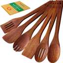 Riveira Teak Wooden Cooking Utensils Set of 6 Premium Quality Non-Toxic Wooden Spoons & Spatula for Cooking, Stirring & Serving