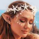 CASDRE Seashell Headband Hair Accessories Starfish Mermaid Headpiece for Women (1 Count (Pack of 1), White,Brown)