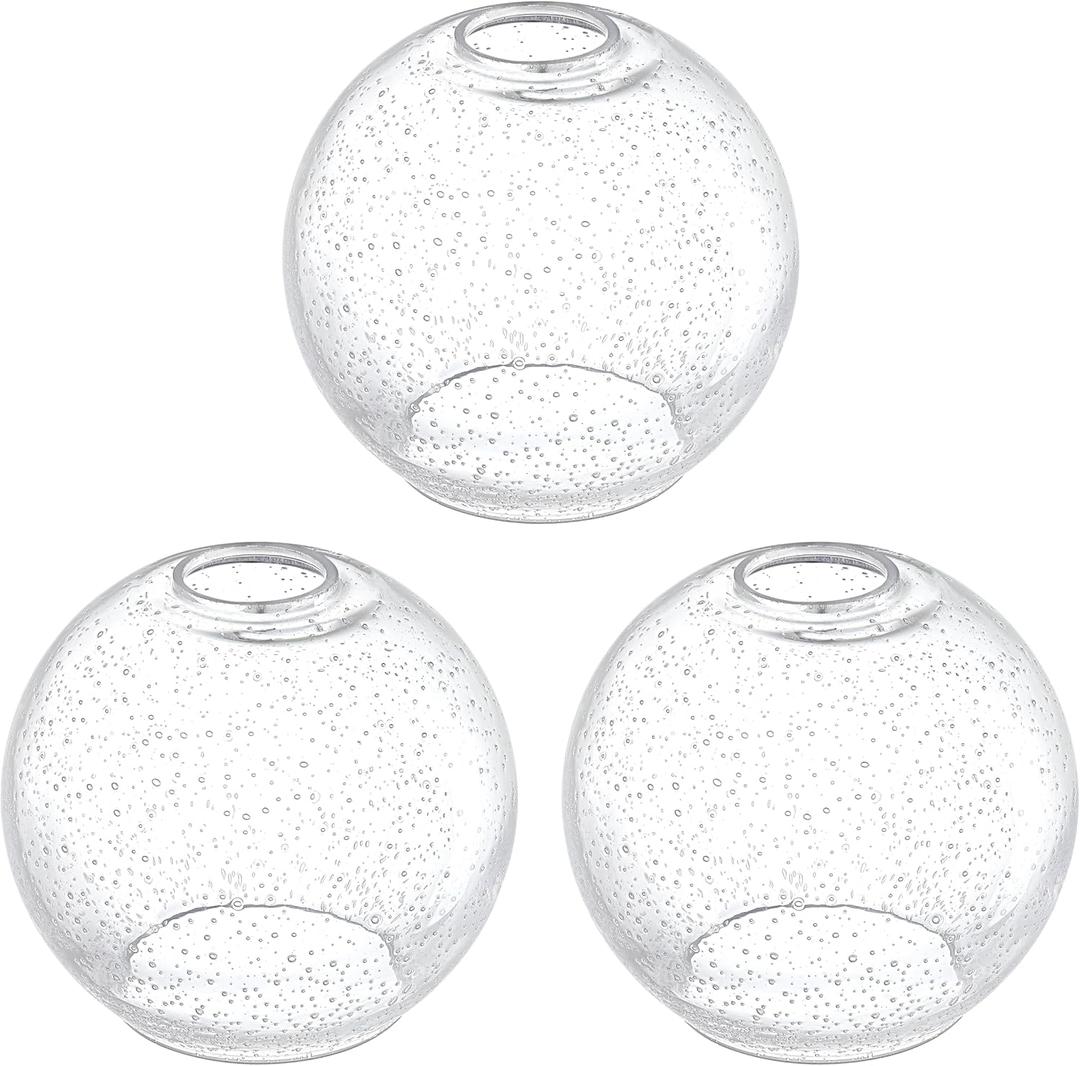 3 Pack 6.3 Inch Clear Seeded Glass Lamp Shade Pendant Ceiling Chandelier Wall Sconce Light Replacement Glass Shade Fixture Over Sink Kitchen Island