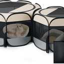 Cat Playpen, 71"x 24" Large Portable Puppy Playpen, 2-Room Foldable Dog Playpen for Indoor Outdoor Dogs, Cats, Small Animals with Carrying Case