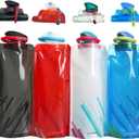 4 Pack Collapsible Water Bottles for Travel  24oz Foldable Water Bottle with Leakproof Lid, Food-Grade Silicone Portable Reusable BPA-Free Water Bottle for Hiking,Sports,Camping,Biking
