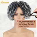 QUEENTAS Curly Toupee for Men and Women 10" Hair Pieces Dreadlock Hair 3603D Cover Knotless Afro Braided Synthetic Hair Topper with 3 Clips(Grey Mixed Black 1B/60)