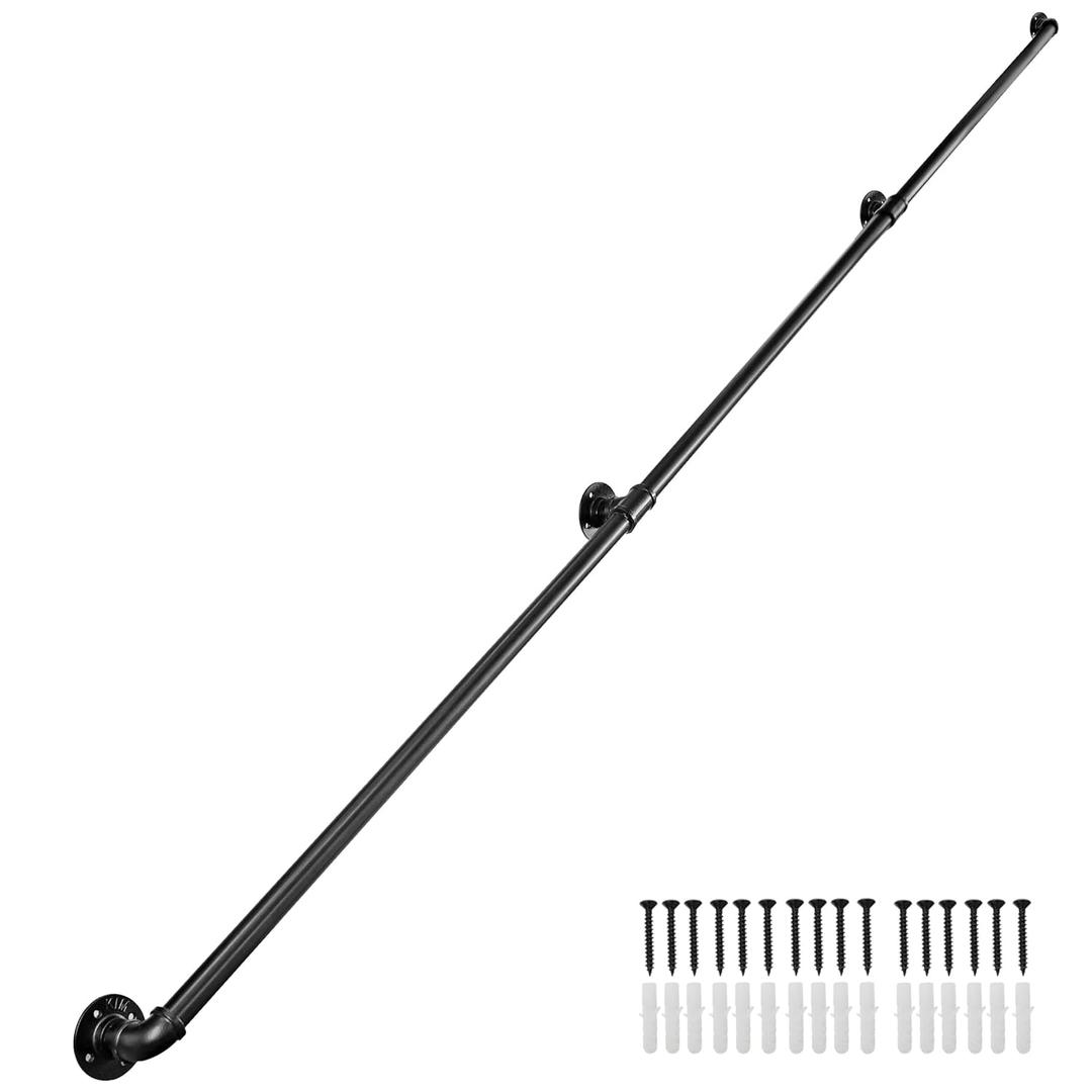 Staircase Handrails 12FT, Galvanized Steel Stair Railing Easy to Install, Iron Balusters Hand Railing Indoor Outdoor for Household or Commercial Buildings