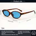 Retro Oval Sunglasses for Women Small Oval 90s Sunnies Trendy Narrow Cat Eye Vintage Shades 2 Pack