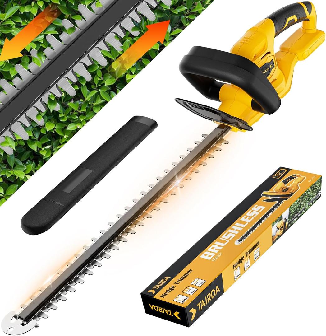 Hedge Trimmer Compatible for Dewalt 20V Battery (NO Battery), Cordless Electric Hedge Trimmer with 1600RPM Brushless Motor, 22'' Dual-Action Blade with 3/5'' Cutting Capacity (Bare Tool)