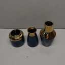 3 Piece Wide Mouth Vase Set for Table Centerpiece, Ceramic Blue Gold Flower Vase for Pampas Grass Decor, Glossy Gold Unique Vases for Bathroom Fireplace Top Shelf Entryway Decorative