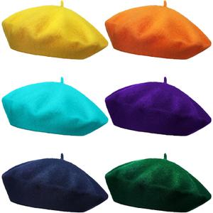 Blulu 6 Pieces Women Wool Beret Hat French Style Beret Beanie Cap Solid Color Winter Hat