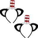 2 Pack Cat Ears Headband with Hat Fun Costume Ears Headband with Stovepipe Hat Cosplay Costume Headwear