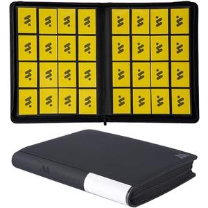 MORABTO 16 Pocket Card Binder,Trading Card Binder Holds up to 1024 Cards with 32 Sleeves,Zipper Card Holder Album Compatible with TCG/Sports Cards-Black Model B