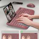 Wireless Keyboard and Mouse Combo - Full-Sized Ergonomic Keyboard with Wrist Rest, Phone Holder, Sleep Mode, Silent 2.4GHz Cordless Keyboard Mouse Combo for Computer, Laptop, PC, Mac, Windows -Trueque