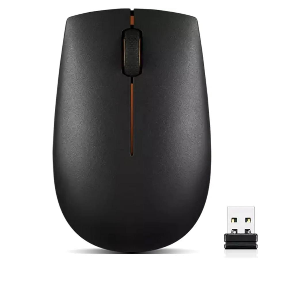 Lenovo 300 Wireless Mouse, Black, Computer Mouse for PC and Laptop with Windows, Ambidextrous Design, 2.4 GHz Nano USB Receiver, 12 Month Battery Life