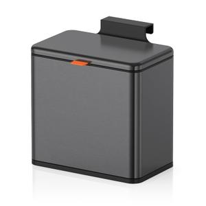 Mbillion Kitchen Compost Bin Hanging Trash Can with Lid 1.05 Gallon Stainless Steel Garbage Can for Kitchen Cabinet Door Mounted Trash Can Under Sink Door RV Bathroom,Brushed Black