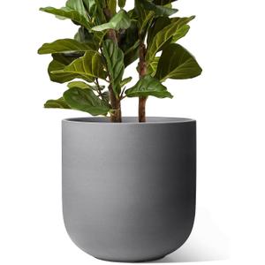 LE TAUCI 12 Inch Pots for Plants, Ceramic Large Planters for Indoor Plants, Indoor Plant Pots for Home Garden Patio Office, Big Planter Pots with Drainage Hole and Rubber Plug, Charcoal Gray