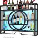 Rack Wall Mounted with Glass Rack Floating Bar Shelves for Liquor Bottles with LED Light Liquor Bottle Display Shelf Wall Bar Cabinet Mini Bar for Home Bar Dining Room Kitchen Living Room(Bl (100 cm (39.37 in))