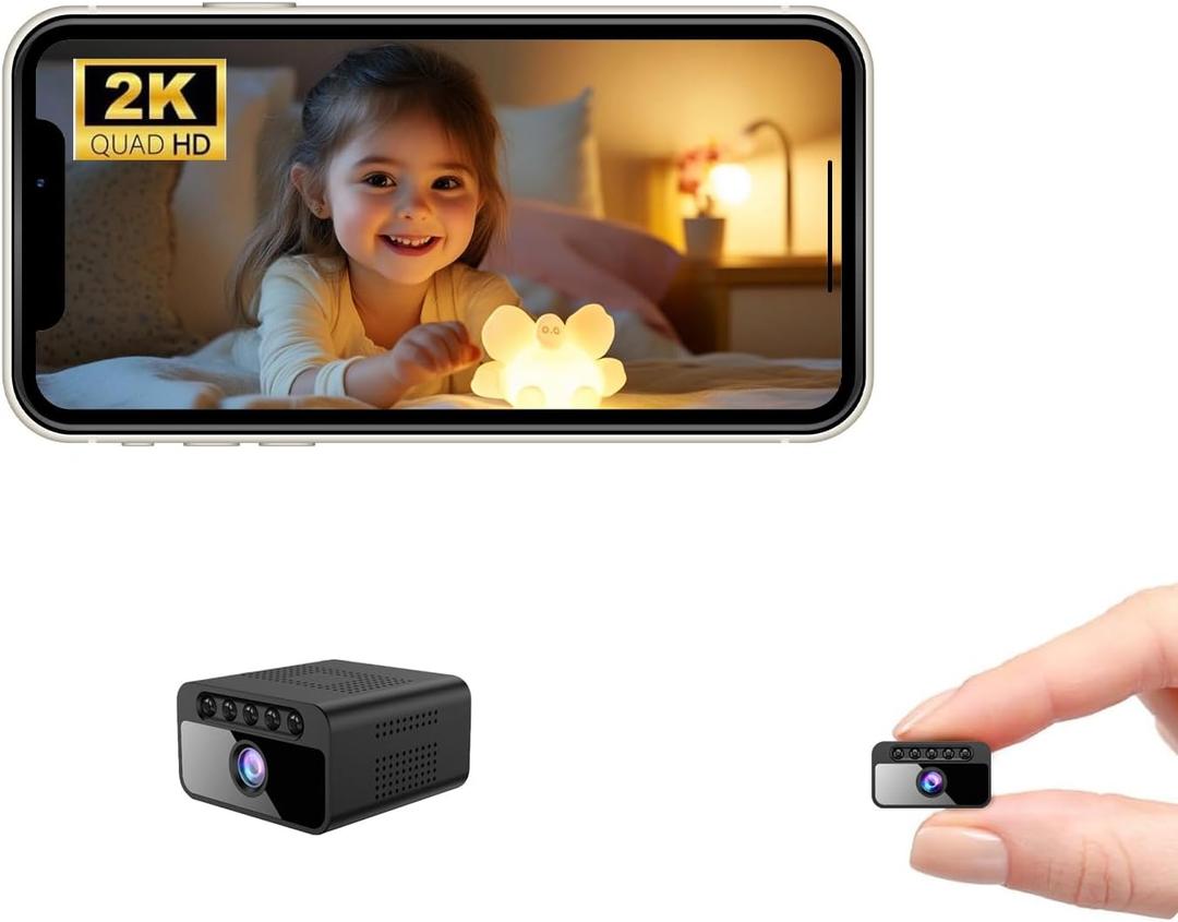 2K Mini Spy Camera WiFi Home Security Hidden Cam Wireless Battery Camera Bluetooth Camera Nanny Cam with Phone App Remote Monitor Video Recording Night Vision Motion Detection