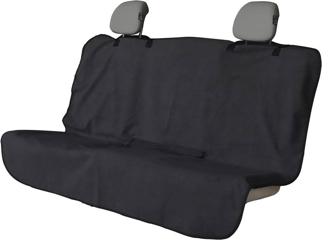 LoyaGour Back Seat Cover for Car Trucks Van SUV, Waterproof Rear Bench Towel Seat Covers for Dogs and Kids, Automotive Backseat Protector (Black)