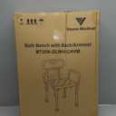 Vaunn Medical Deluxe Spa Shower Chair with Arms and Back, Bath Seat for Seniors, 350 lbs Max Weight, White With Light Gray Arms