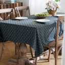 MIULEE Navy Blue Linen Table Cloth Rectangle Tablecloth Waterproof Spillproof Cross-Star Textured Table Cloth, Decorative Rustic Farmhouse Style for Dining/Party/Buffet/Wedding,60x102 Inch