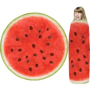 Watermelon Blanket, Funny Food Blanket for Adults & Kids, Realistic 36 Inch Round Throw (Color18)