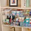 2Pack 2-Tier Bathroom Storage Organizer, Clear Under Sink Organizers Kitchen Vanity Counter Storage Container, Medicine Cabinet Drawers Bins, Pull-Out Organization with Track for Pantry