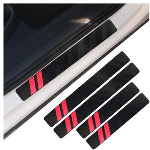 4PCS Car Door Sill Protector,Carbon Fiber Door Sill Protectors for Car Decorations & Scratch Protection,Universal Self-Adhesive Automotive Doors Entry Guard Cars Accessories