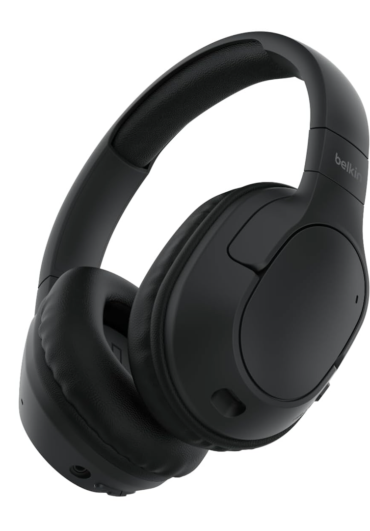 Belkin SoundForm Surround Bluetooth Over-Ear Headphones - Environmental Noise Cancelling Headphones - Wireless w/ 60H Playtime & Soft Ear Cups for iPhone, Galaxy, iPad, Travel, Home, or Office - Black