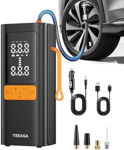 Tire Inflator Portable Air Compressor, 150PSI&12V DC Air Pump for Car Tires, Portable Tire Inflator with LED Light/ Digital Pressure Gauge/ Auto Shut-off, 5x Faster Inflate/ Deflate for Car, Moto, Bike, Ball