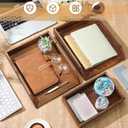 Beeveer 3 Pcs Wooden Letter Tray Wood Letter-Size Desk Organizer Heavy Duty 3 Tier Stackable Support Paper Tray Tabletop Inbox Drawer Desktop File Folder Magazine Office Back to School(Brown)