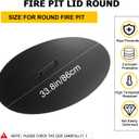 34" Fire Pit Cover Lid Round Outdoor Fireplace Cover Lid Heat Resistant Flat Fire Pit Burner Pan Cover for Round Patio Fire Pit Prevent Sparks, Snuff Campfire