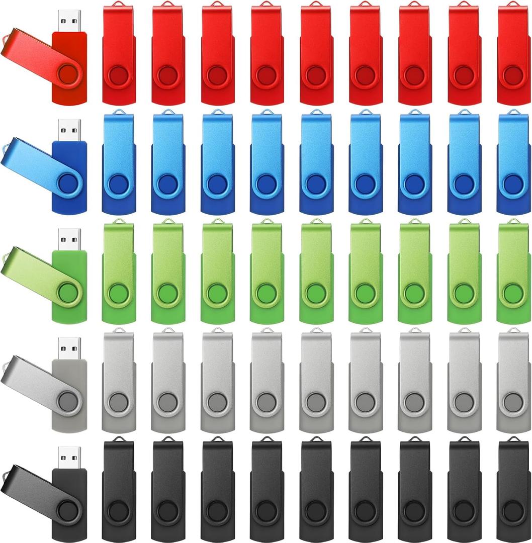 Copkim 50 Pack 32GB USB 2.0 Flash Drives Bulk Portable USB Thumb Drives Swivel with LED Light Swivel Flash Memory Pen Jump Stick for Data Storage Back to School Office Employee Appreciation Gift