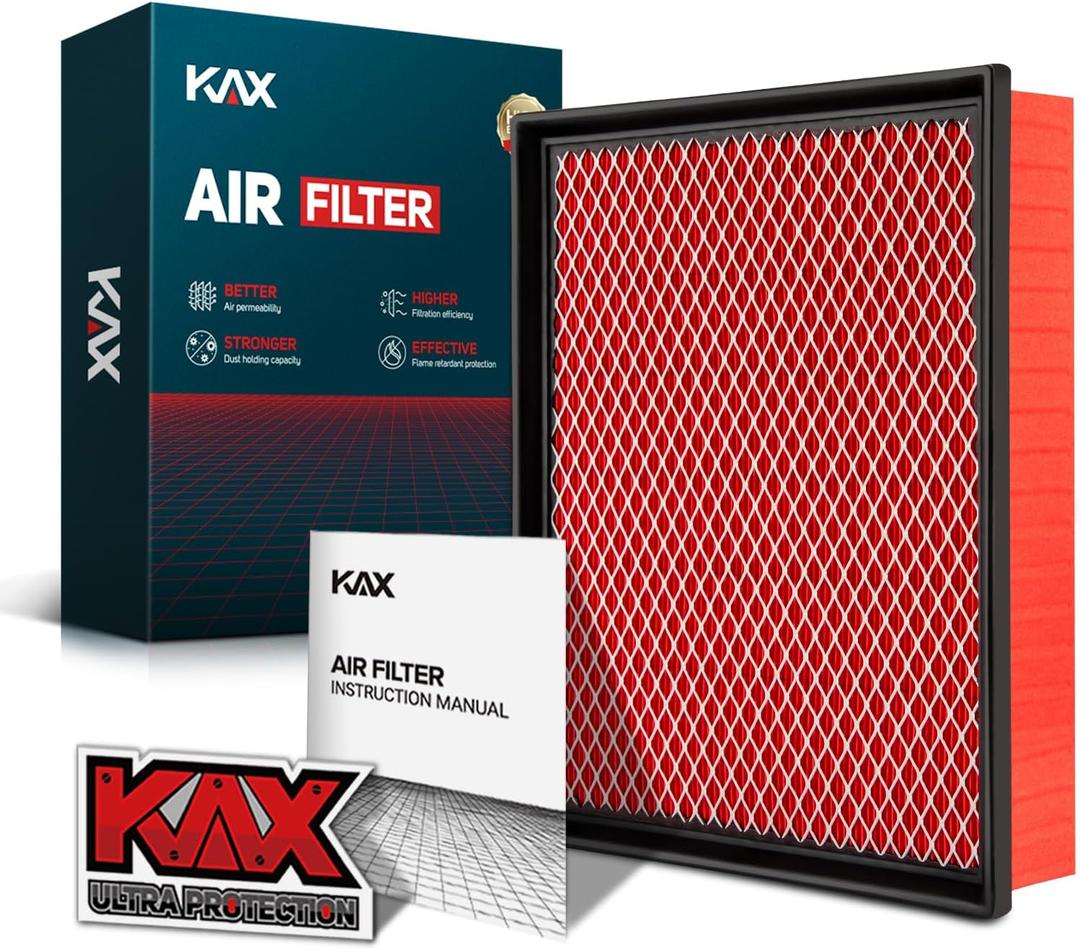 KAX Premium Engine Air Filter, GAF027 (CA8755A) Replacement for Silverado, Suburban, Sierra, Yukon, Avalanche 1500/2500/3500, Tahoe, Escalade (V6/V8), 200% Longer Life