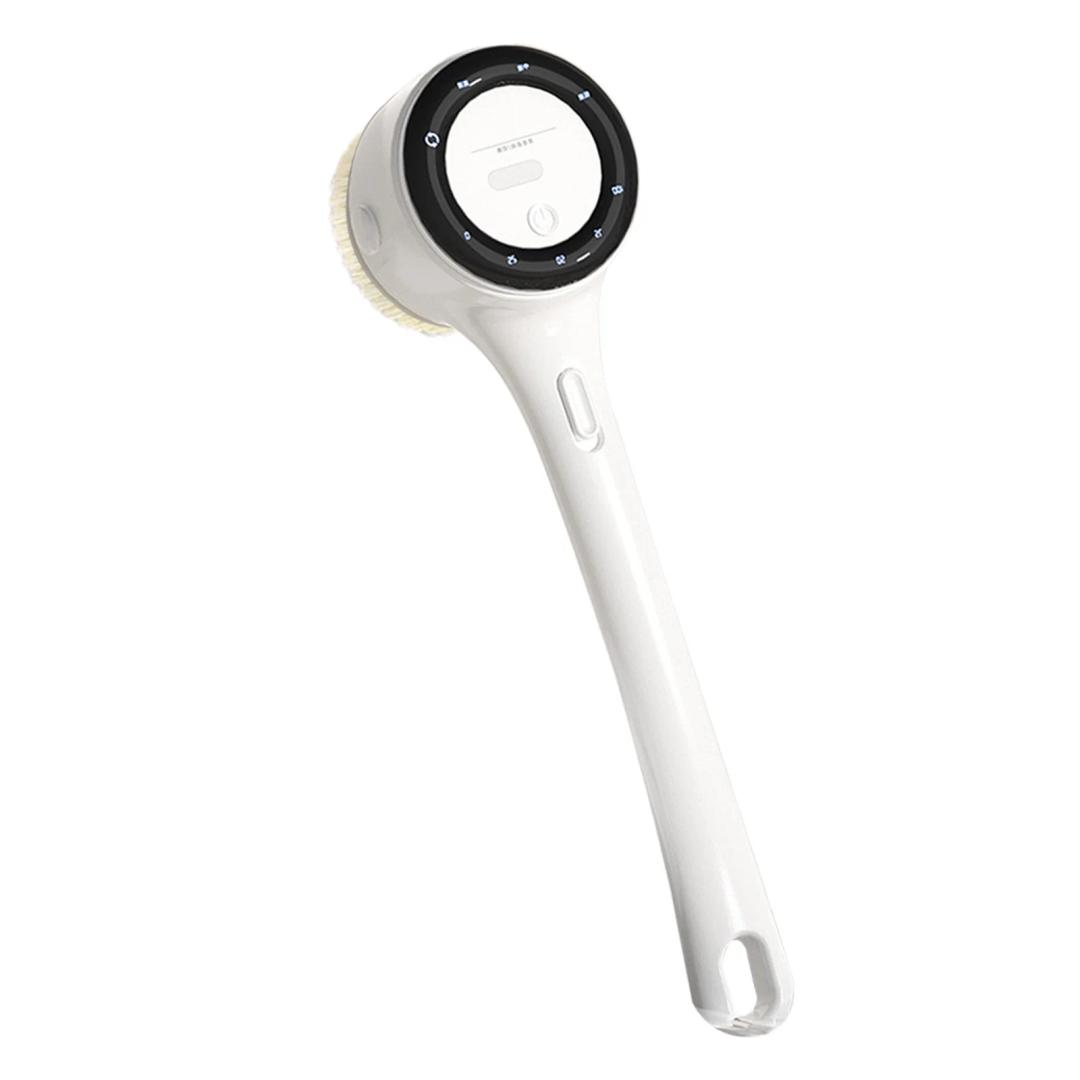 Electric Body Brush Back Scrubber for Shower, Auto Spinning Exfoliating Massage Bath Brush Rechargeable, Dual Long Handle, Deep Cleansing, Waterproof, Rotating Body Brushes with 5 Brush Heads
