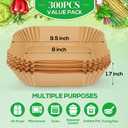BYKITCHEN 300PCS Disposable Air Fryer Paper Liners for Ninja AF141 5 QT Pro AF181 6.5QT, Cosori Chefman 6 QT &Other 5 to 8Qt Airfryer, 8in Square Air Fryer Parchment Paper, Airfryer Basket Accessories