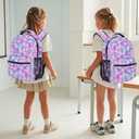 Girls Kids Backpack and Lunch Box Set, 3-in-1 School Bag Combo with Pencil Case, Lightweight Waterproof Bookbag for Elementary Middle School Girls & Boys
