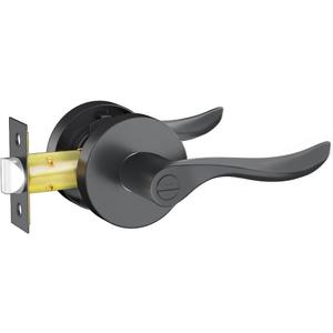 Privacy Door Levers, 1 Pack Black Door Handles Interior Door Levers Keyless Lockset, Heavy Duty Reversible Wave Levers for Bedroom Bathroom