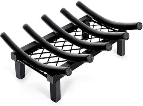 Permade Fireplace Grate with Ember Retainer, 14 Inch Fireplace Log Grate, Heavy Duty Steel Fire Grate, 3/5" Bar Wood Stove Grate,Chimney Hearth Rack Holder for Outdoor Camping Fire Pit,Indoor