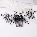 Missgrace Women Handmade Gothic Black Full Rhinestones Side Hair Comb Prom Party Special Occasion Punk Headpiece Rhinestones Hair Accessories. Handmade Bridal Hair Side Comb Wedding Clip &Pins Set, Sinide Leaves Rhinestone Bridal Barrette Flower Crys