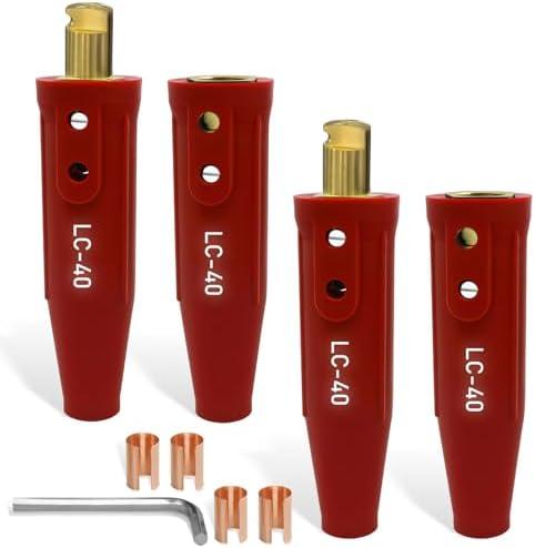 AWLOLWA LC-40 PRO Series Welding Cable Connectors Set (4-Pack) (Red)