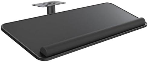Tilt Rotating Keyboard Tray Under Desk - Klearlook [Underdesk Mount] 360° Swivel PU Leather Drilling Keyboard Drawer w/Wrist Rest,Adjustable Mouse&Keyboard Desk Extender,25"x10.35"Keyboard Riser-Black