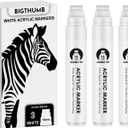 Thick White Jumbo Poster Markers: 3 Pcs 15mm Wide Tip Large Acrylic Paint Pens Big Permanent Markers Calligraphy Marker for Rock Painting, Sign, Canvas, Glass, Wood, Ceramic