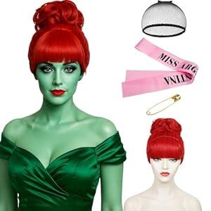 Wiggy Mermaid Unisex Silver Light Green Bald Wig Men, Short Wavy Old Man Wig Fluffy Crazy Funny Wigs + Cap for Movie Halloween Costume Party Cosplay