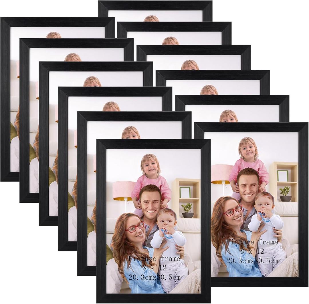 Giftgarden 8x12 Picture Frame Black, Multi 8 x 12 Photo Frames Bulk for Wall or Tabletop Display, 12 Pack