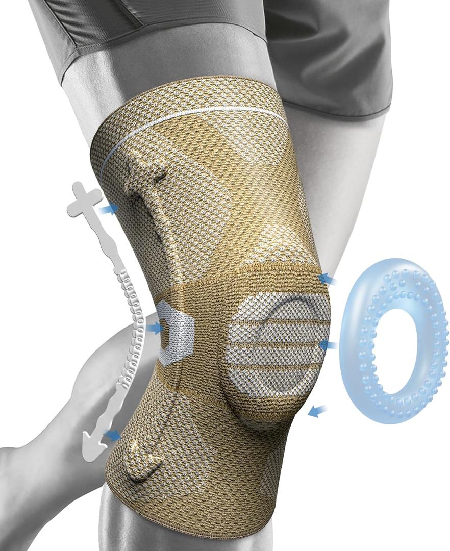 NEENCA Professional Knee Brace for Pain Relief, Medical Knee Compression Sleeve, Knee Support with Horizontal Knit Tech for Meniscus Tear, ACL, Arthritis, Joint Pain, Runner, Workout- FSA/HSA APPROVED (X-Large, Upgraded Version - Skin)